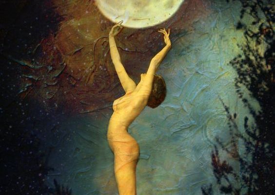 moon, naked woman, full moon, ceremony, art, moon art